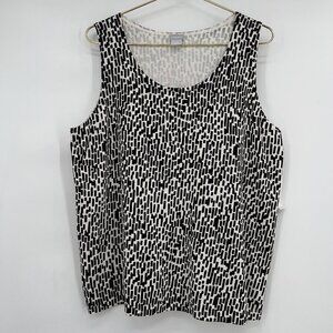 Chico’s Women’s Everyday Tank Sweater Black White Sleeveless Top Size 3 USXL NWT